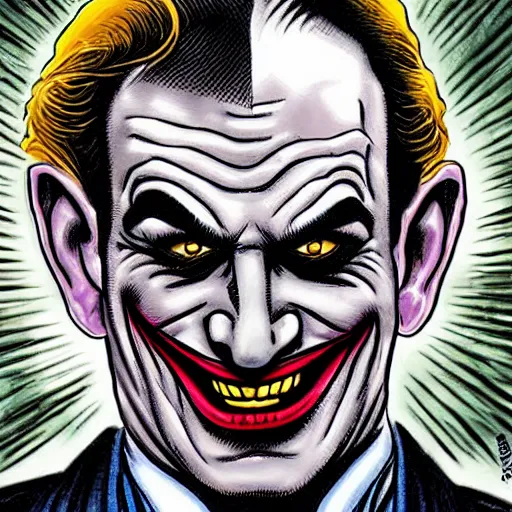 Prompt: portrait of Benjamin Netanyahu as the Joker by Jim Lee