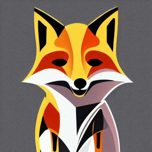 Prompt: cubist vector style fox art, on a white background