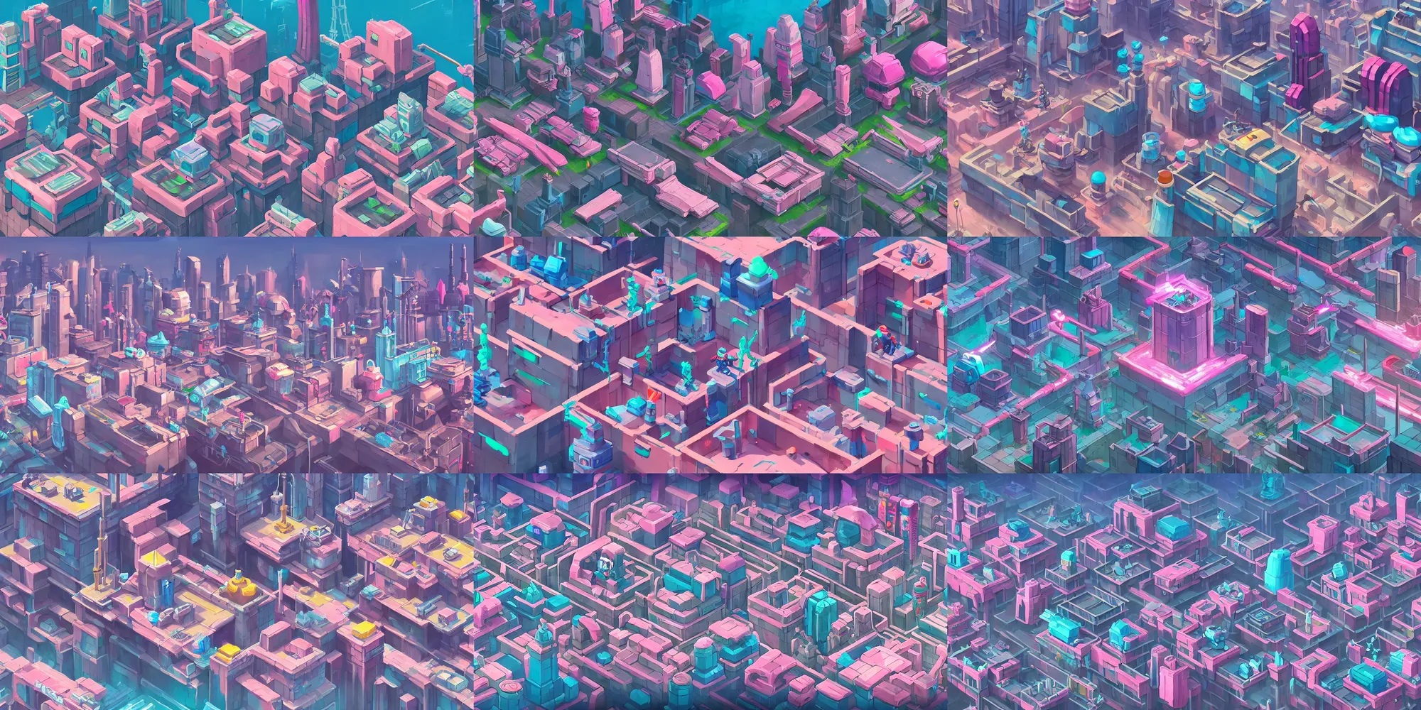 Prompt: game asset of megacity construction kits, in gouache detailed paintings, props, stylized, 2 d sprites, kitbash, arcane, overwatch, blue and pink color scheme, 8 k, close up