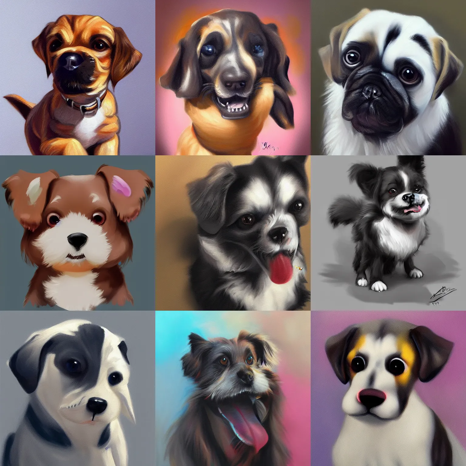 Prompt: cute dog illustration by artstation oil painting high contrast trending on art station