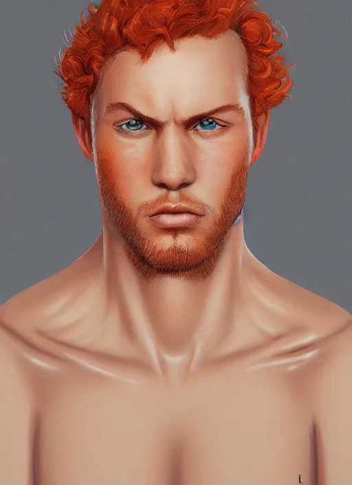 Prompt: illustration of short curly orange hair man as a self portrait, unreal engine 5, octane, smooth, reflects, masterpiece artwork, ultra detailed, artgerm, style by pixar 2 0 2 2, digital art, trending on artstation, behance, deviantart