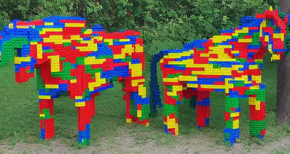 Image similar to horse made out of legos