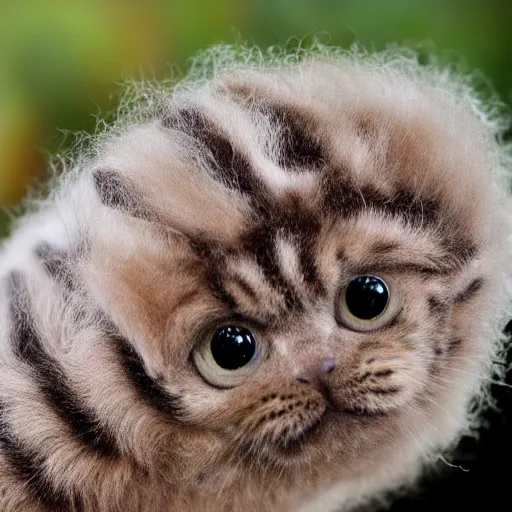 Image similar to a fuzzy caterpillar with the face of a cat