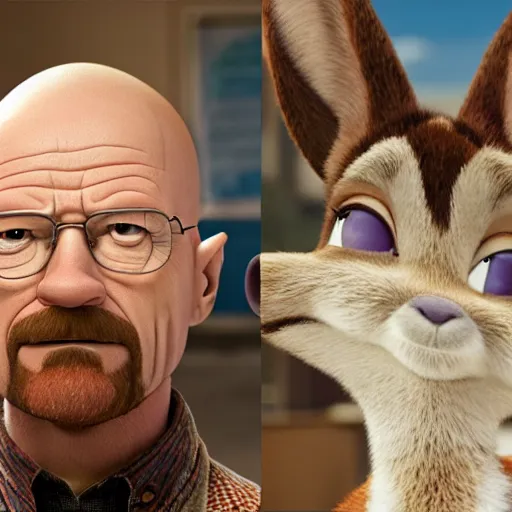 Prompt: Walter White played by Judi Hopps from Zootopia