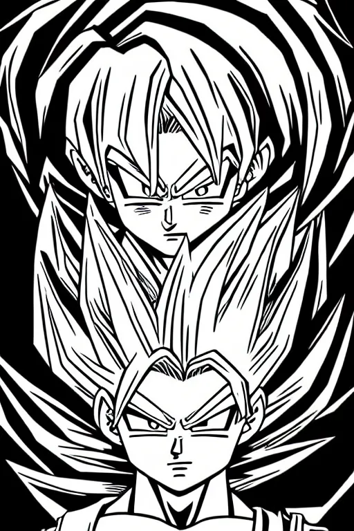 Image similar to woman going super saiyan, dragon ball z, akira toriyama, epic, illustration, highly detailed, black and white illustration, manga style