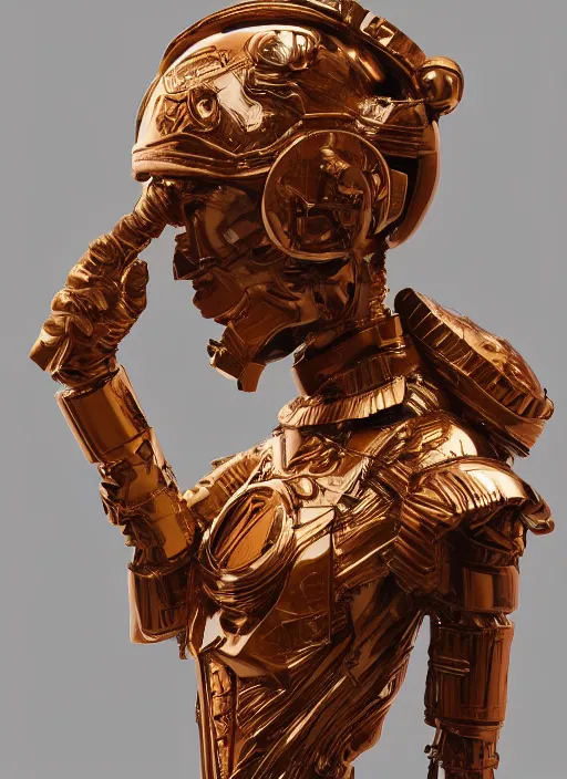 Image similar to high intricate statue of an astronaut carved from wood in baroque style, studio light, maria panfilova, andrea savchenko, mike kime, ludovic plouffe, qi sheng luo, oliver cook, trending on artstation