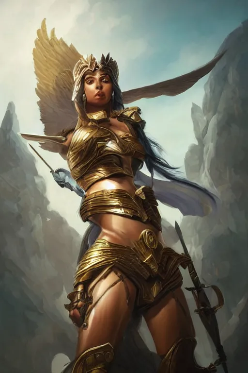 Image similar to amazon valkyrie athena, d & d, fantasy, portrait, highly detailed, headshot, digital painting, trending on artstation, concept art, sharp focus, illustration, art by artgerm and greg rutkowski and magali villeneuve