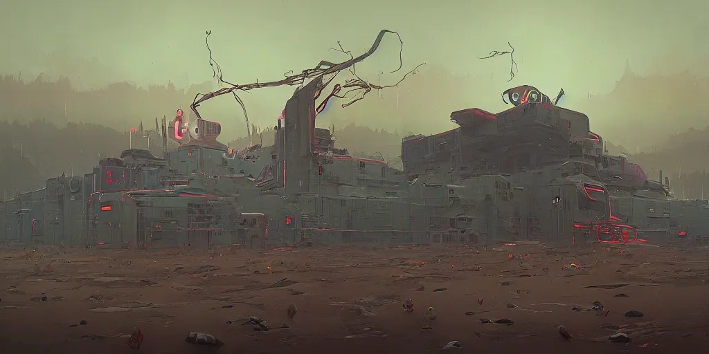 Image similar to the destroyer of worlds, art by simon stalenhag