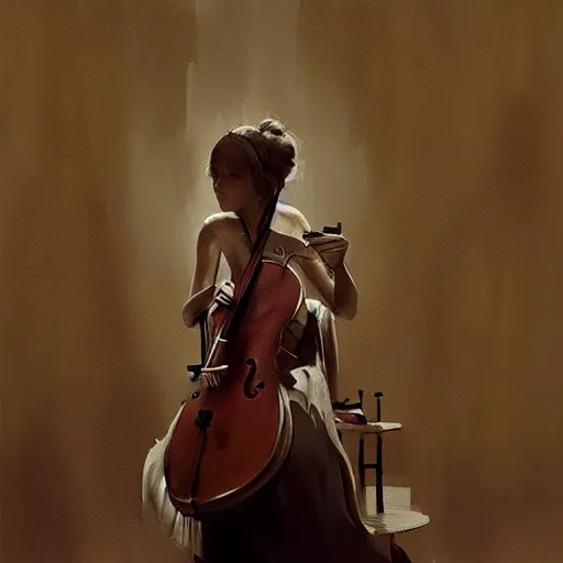 Image similar to girl with a cello instead a body by greg rutkowski