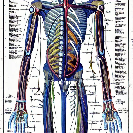 Prompt: an alien species, anatomical diagram, labeled body parts, from All Tommorrows, by C.M. Kösemen