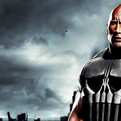 Image similar to Dwayne Johnson in the punisher digital art 4k detailed super realistic