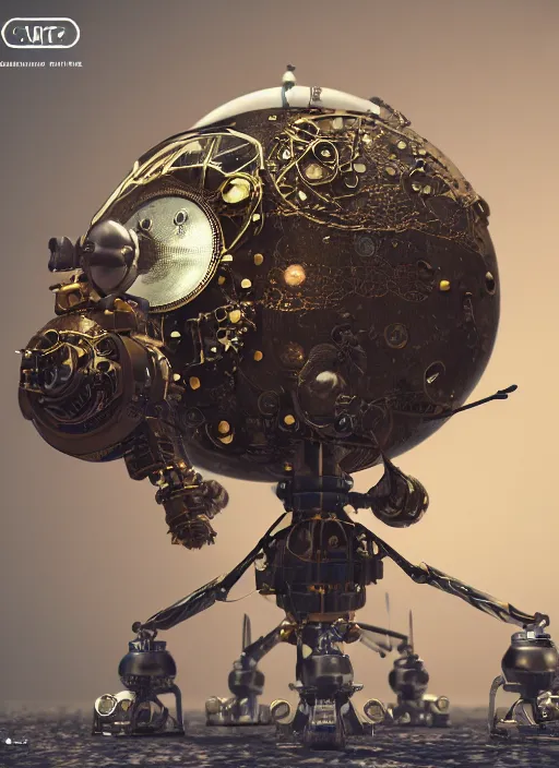 Image similar to tiny steampunk robot lunar probe, intricate detail, hyper detailed, ultra realistic, sharp focus, octane render, lantern, volumetric, ray tracing, artstation trending, moon, flowery, pocketwatch, cgsociety, sense of awe, mystical, moon, 4 k