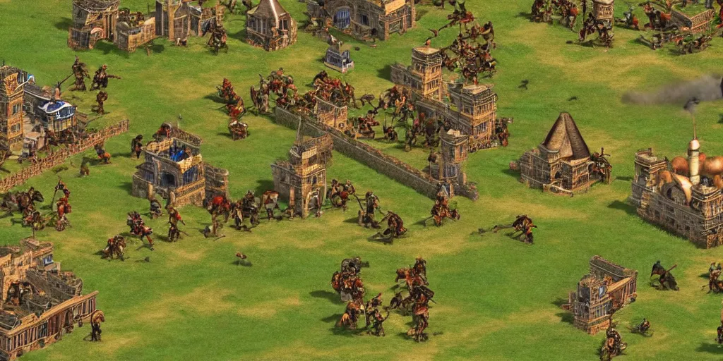 Prompt: huge battle in age of empires II DE game