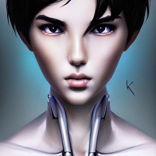 Image similar to portrait of cool boy with robot body by artgerm and ilya kuvshinov, close up, portrait, cinematic, elegant, artstation, intricate, highly detailed, digital painting, artstation, concept art, sharp focus, illustration, cyberpunk, cgsociety, 8 k