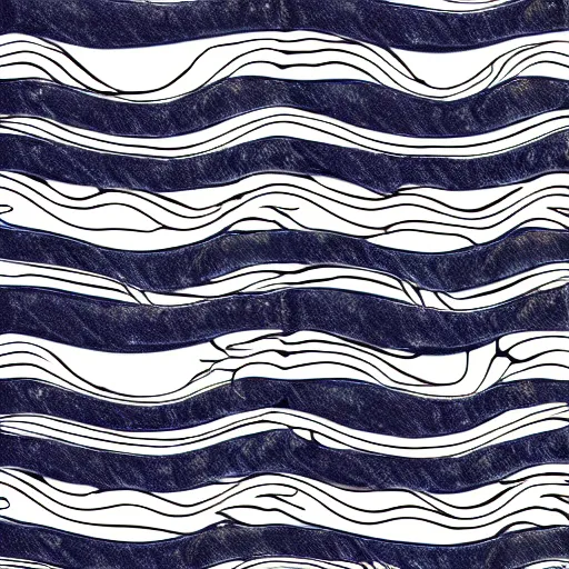 Prompt: a denim brain pattern with white accents, lush line art brain style of brain lines stripes