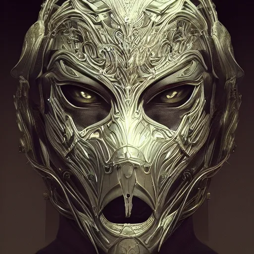 Image similar to Very very very very highly detailed epic photo of face with venetian mask, intricate, dystopian, sci-fi, extremely detailed, digital painting, artstation, concept art, smooth, sharp focus, illustration, intimidating lighting, incredible art by Artgerm and Vincent di Fate