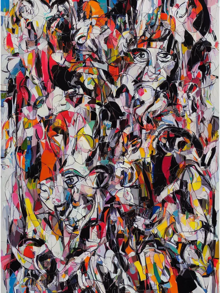 Image similar to abstract figurative expressive line art with random chaotic splashes of colour by george condo in an aesthetically pleasing natural tones,