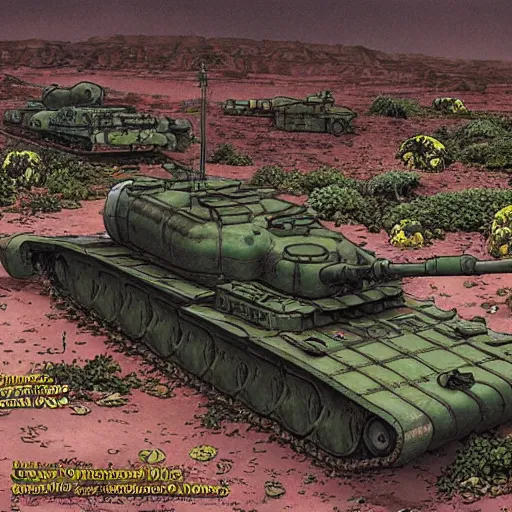 Image similar to detailed photorealistic matte painting of a Metal Slug tank by masamune shirow and geof darrow and jean girard moebius trending on artstation