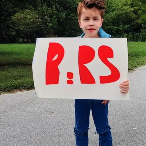 Prompt: A kid holding a sign that reads IDK BRO