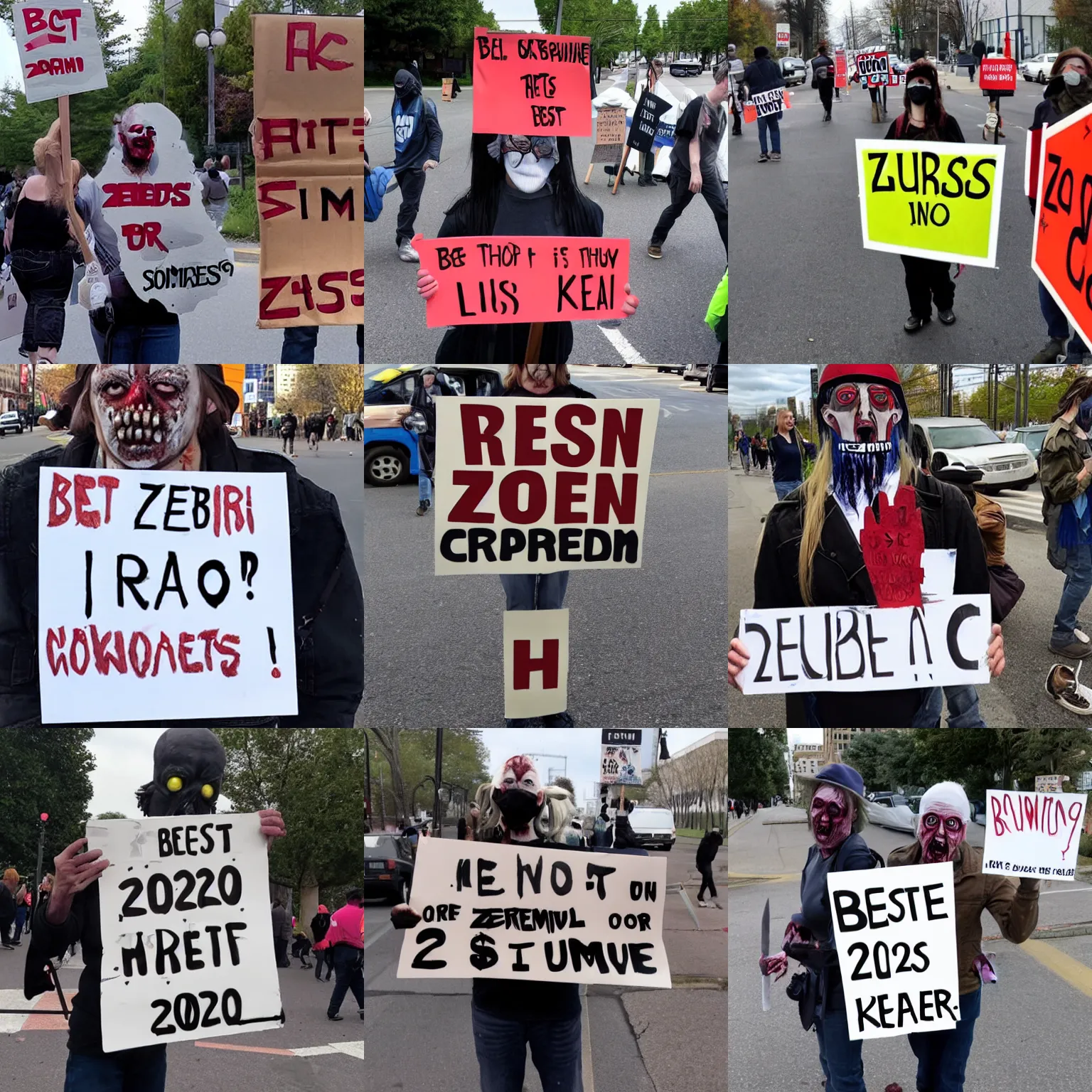 Prompt: best zombie protester signs of 2 0 2 0