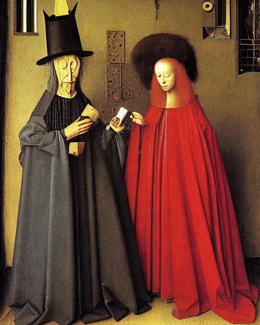 Image similar to The Arnolfini Portrait By Jan van Eyck painting by Hieronymus Bosch