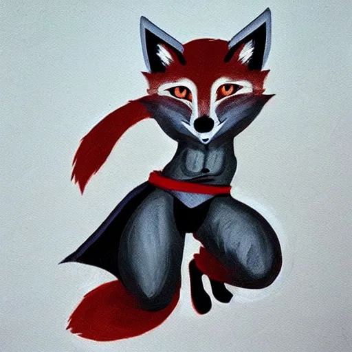Prompt: a quadrupedal fox shinobi ninja, master of the shadow arts 🎨🖌