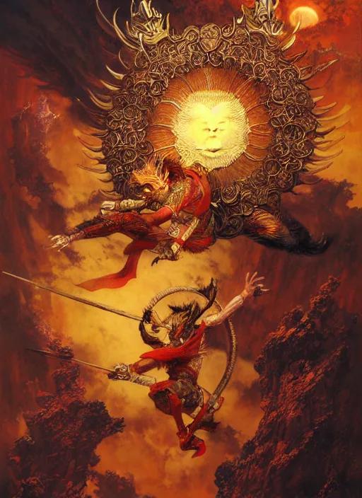 Image similar to sun wukong makes a havoc in the heavenly palace by karol bak