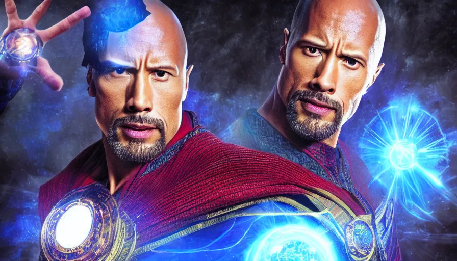 Prompt: dwayne johnson as the doctor strange, photorealistic photo,