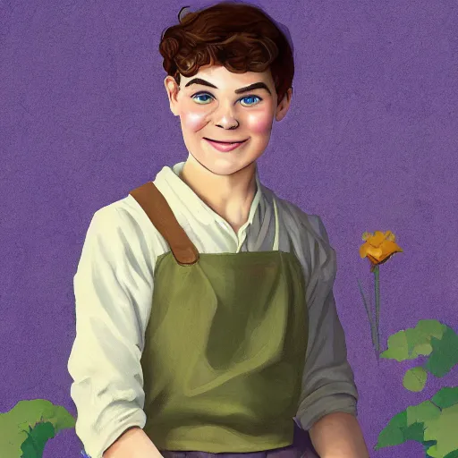 Image similar to Gilbert Blythe from anne with an e as college students, digital art