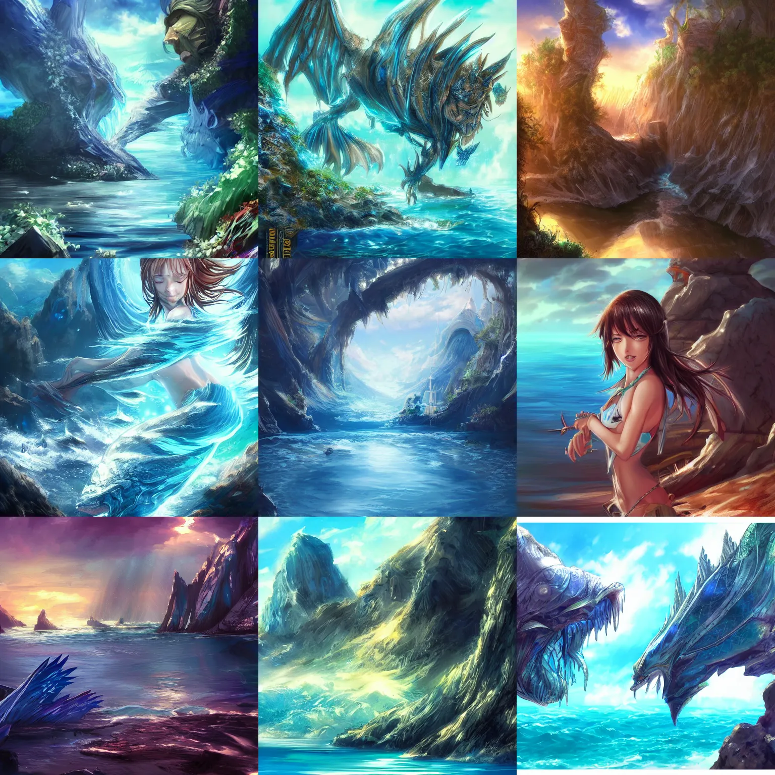 Image similar to grand blue, fantasy artwork, award winning, beautiful scenery, artstation