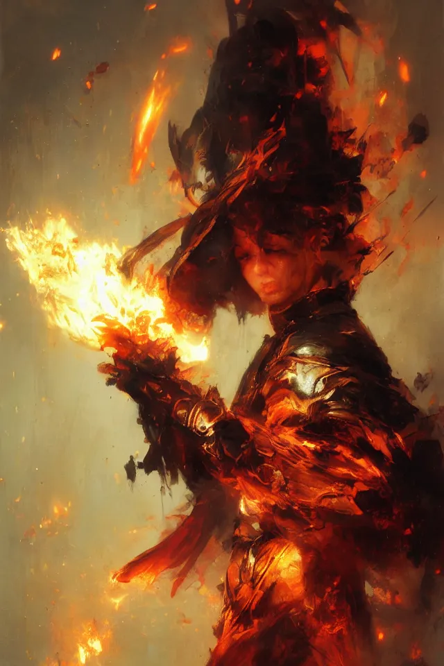 Image similar to The pyromancer by ruan jia