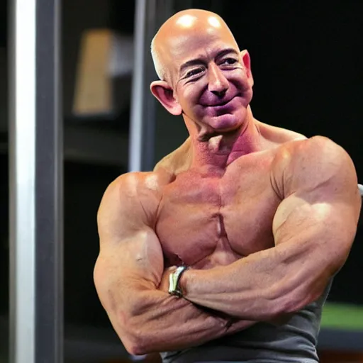 Prompt: jeff bezos as a very muscular man