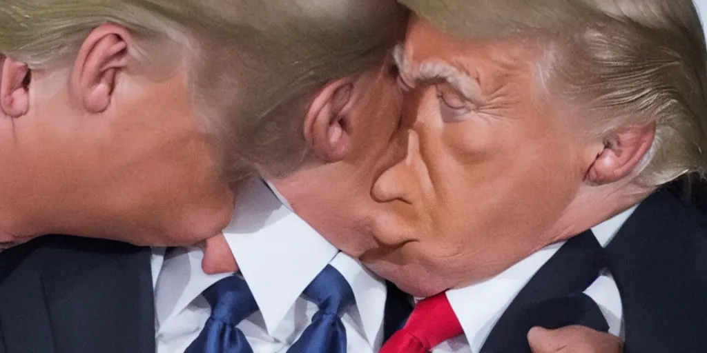 Image similar to trump kissing putin