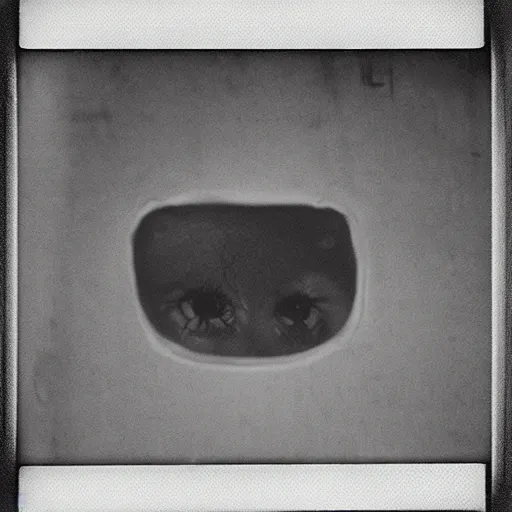 Image similar to dark room with a face peering through the window, distuburbing, horror, nightmare, terrifying, surreal, nightmare fuel, old polaroid, blurry, expired film, lost footage, found footage,