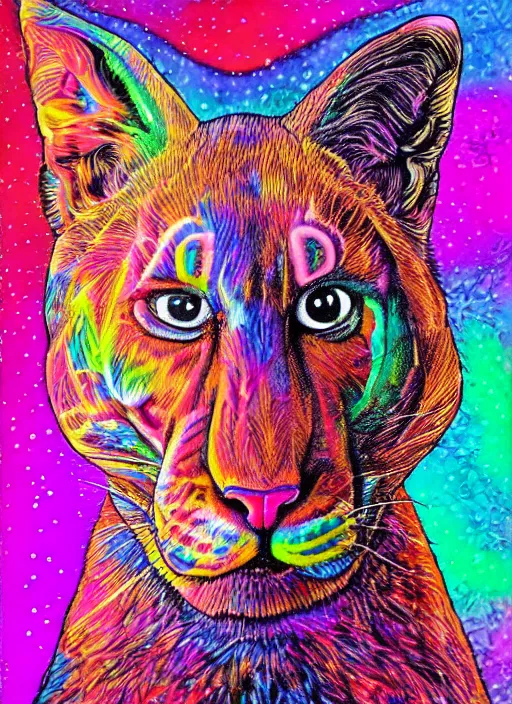 Prompt: highly detailed ultra realistic portrait of discheveled alex jones by lisa frank