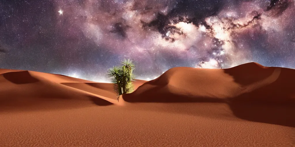 Prompt: desert with sky with stars octane render, cinematic, hyper realism