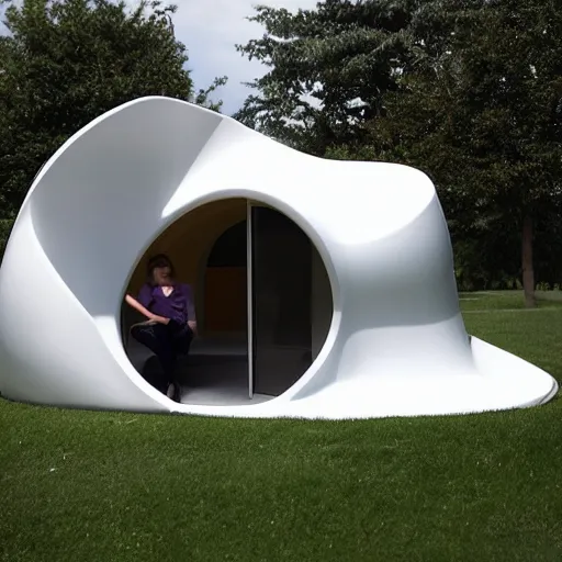 Prompt: childrens backyard playhouse designed by zaha hadid