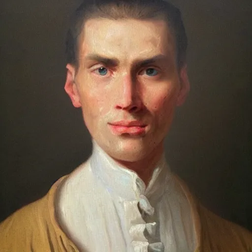 Image similar to An 18th century oil painting of Jerma985, portrait of Jerma985, grainy, realistic, very realistic, hyperrealistic, highly detailed, very detailed, extremely detailed, very neat, very epic, very cool, detailed, trending on artstation