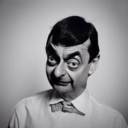 Image similar to “Ring camera footage of Mr. Bean at night, in the style of Richard Avedon”