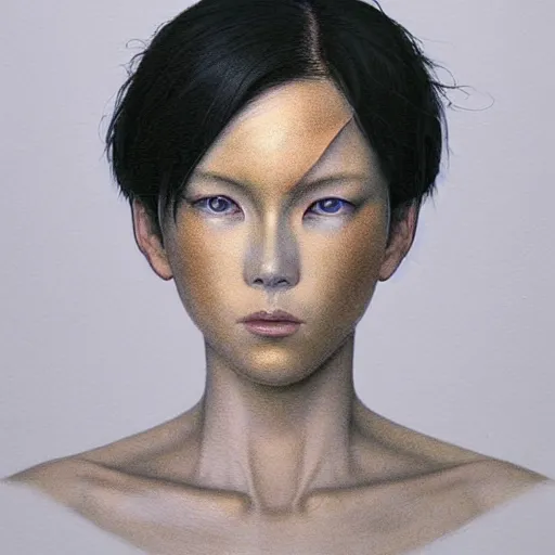 Image similar to citizen portrait soft light painted by and katsuhiro otomo and chad little, inspired by ghost in the shell, smooth face feature, intricate oil painting, high detail illustration, sharp high detail, manga and anime 1 9 9 9