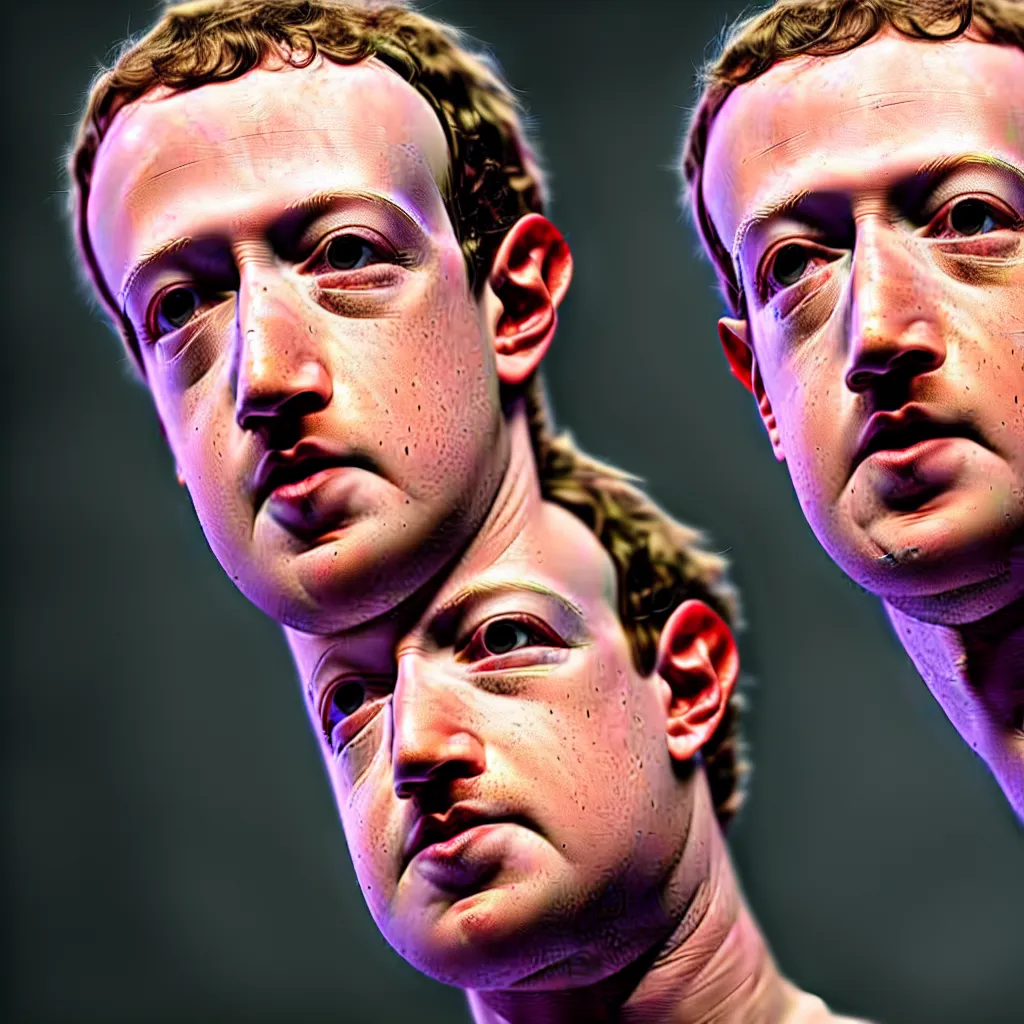 Image similar to one mark zuckerberg staring into your soul, photo, 4 k