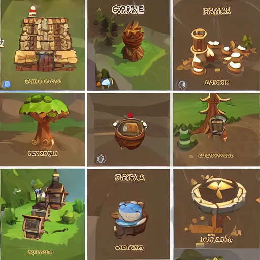 A game assets spritesheet from dofus Online, tree of Stable Diffusion OpenArt