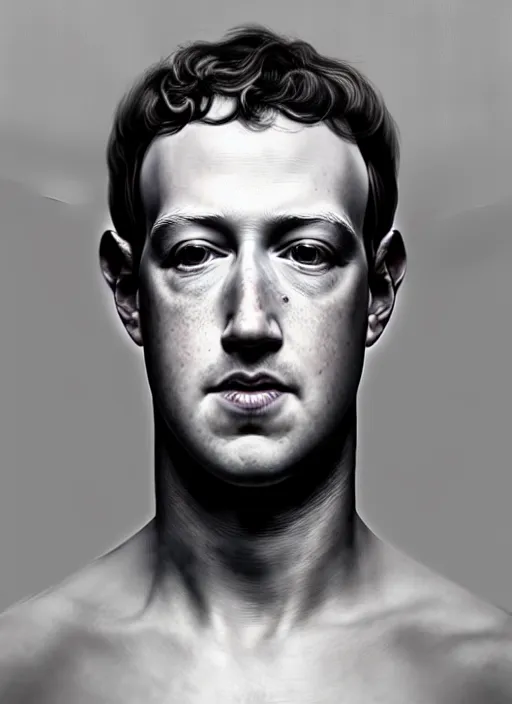 Image similar to mark zuckerberg as male android!!!, pale, lifeless, dead eyes, portrait, intricate, elegant, highly detailed, digital painting, artstation, concept art, wallpaper, smooth, sharp focus, illustration, art by h. r. giger and artgerm and greg rutkowski and alphonse mucha