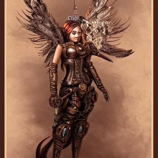 Prompt: a steampunk angel, highly detailed, trending on artstation,
