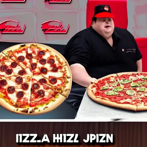 Prompt: obese michael jackson hanging out at pizza hut