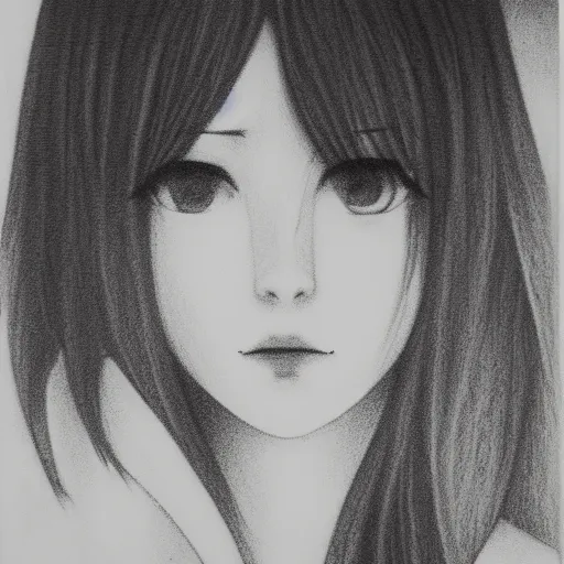 Image similar to Kurisu from Steins Gate portrait, mezzotint