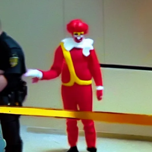 Image similar to the year 2 0 1 5, ronald mcdonald being arrested in florida cctv footage