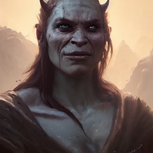 Image similar to portrait of an female orc, Matte painting , detailed painting, greg rutkowski