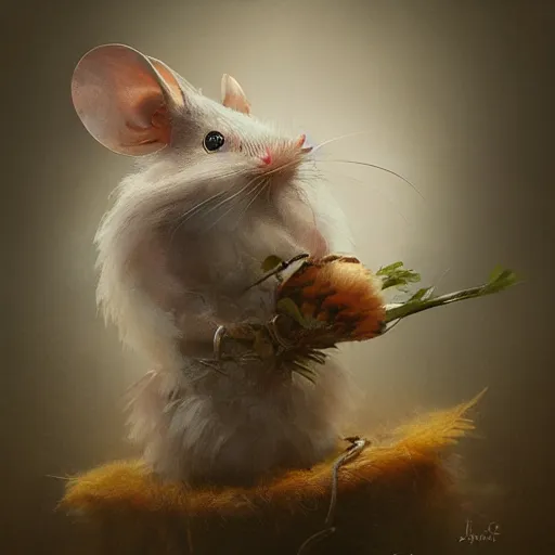 Prompt: portrait character design, a cute feathered mouse, feathers plumage, plumed by brian froud, portrait studio lighting by jessica rossier and brian froud