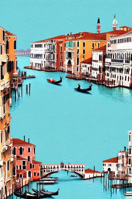 Image similar to venice, illustration, in the style of katinka reinke